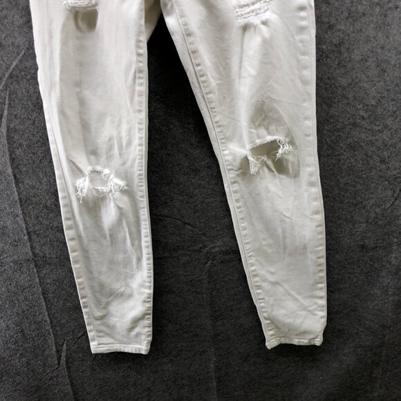 Current/Elliot White Skinny Jeans Womens 25 Distressed Ripped Low Rise Stretch - Picture 4 of 11